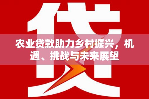 稷山农业贷款助力乡村振兴，机遇、挑战与未来展望