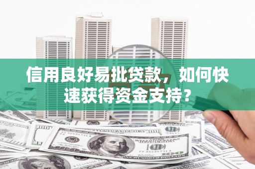 稷山信用良好易批贷款，如何快速获得资金支持？