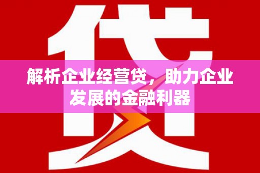 稷山解析企业经营贷，助力企业发展的金融利器