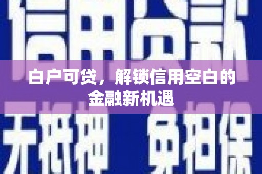 稷山白户可贷，解锁信用空白的金融新机遇