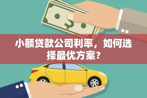 稷山小额贷款公司利率，如何选择最优方案？