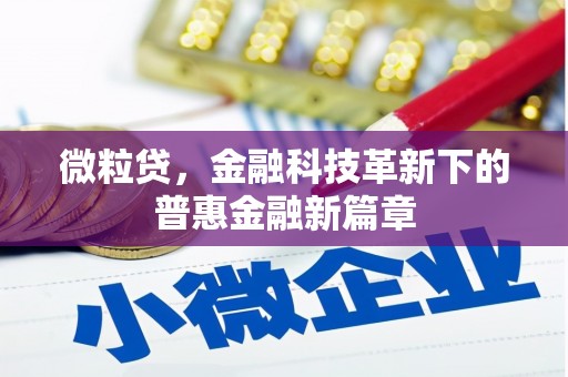 稷山微粒贷，金融科技革新下的普惠金融新篇章