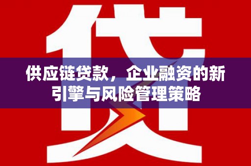 稷山供应链贷款，企业融资的新引擎与风险管理策略