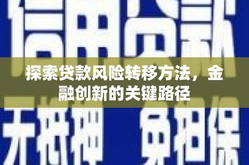 稷山探索贷款风险转移方法，金融创新的关键路径